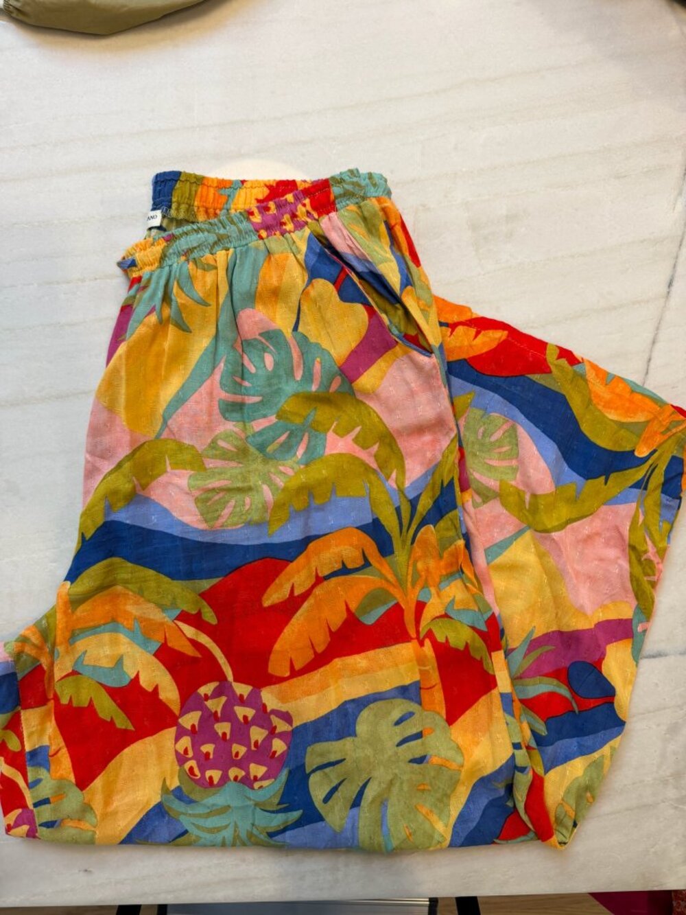 Christian Siriano Tropical Print Wide-Leg Pants, Size L - Picture 4 of 4